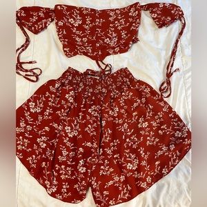 SHEIN; Size M; Red tie top and shorts